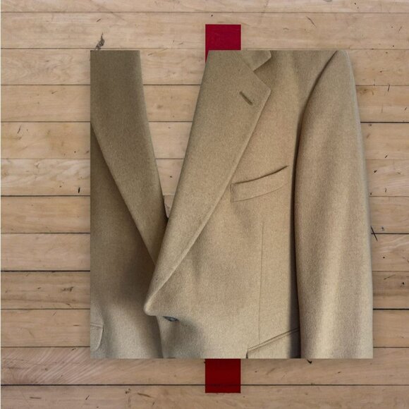 Wimbledon By Racquet Club Men's  Blazer Beige Camel Hair Lined Notch sz. 46r - Picture 5 of 11